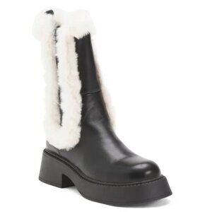 Azalea Wang Heartthrob Cozy Chelsea Boots Faux Fur Mid Calf Size 7